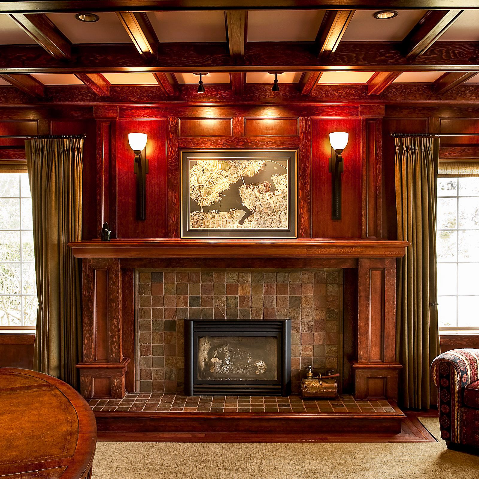 Restored period millwork and panelled fireplace room by C&W Campbell